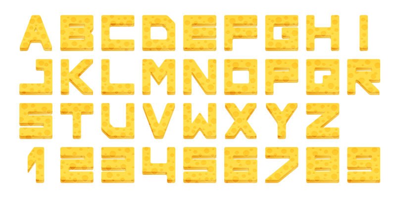 创意矢量奶酪风格的字母设计
