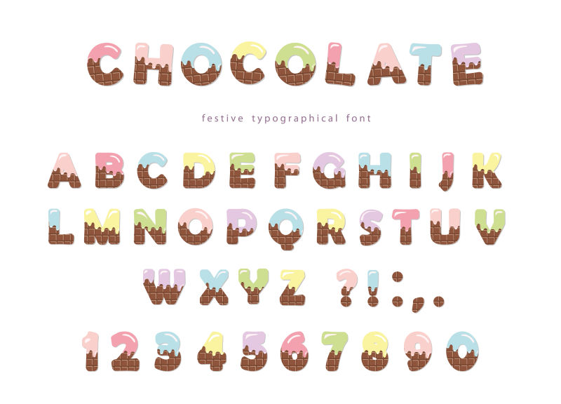 抽象矢量巧克力风格的字母设计