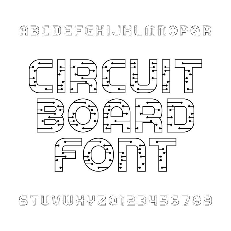 抽象矢量电路板风格的字母设计