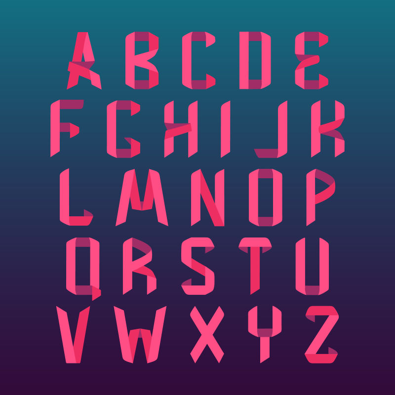 抽象矢量现代粉色折纸风格的字母设计