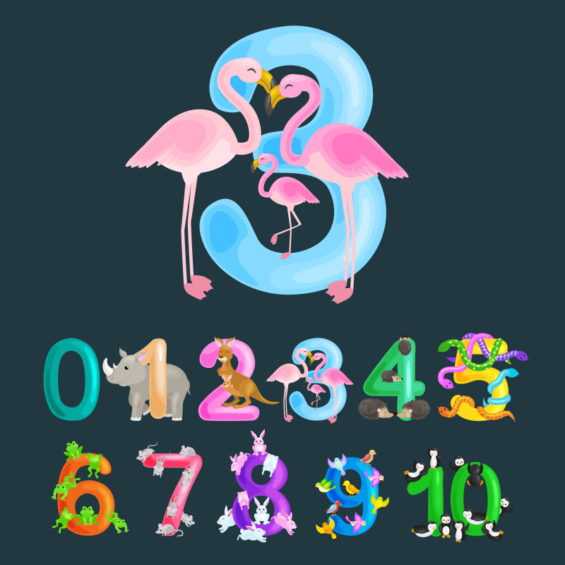 抽象矢量动物装饰的字母设计