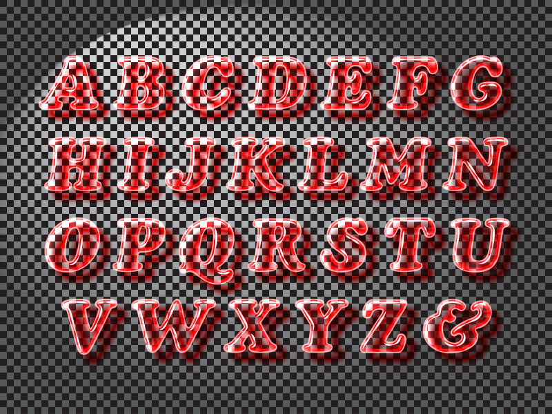 创意矢量红色玻璃元素的字体设计