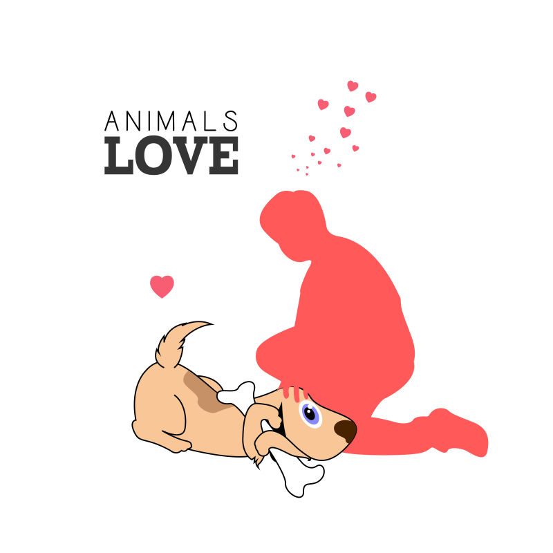 抽象矢量关爱狗的人插图