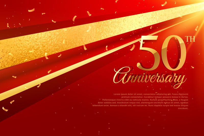 第五十周年庆红色贺卡矢量设计