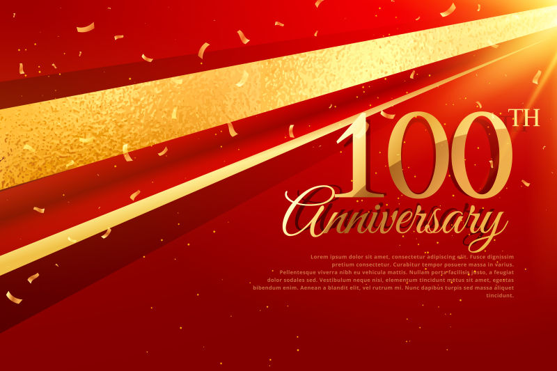 第一百周年庆红色贺卡矢量插图