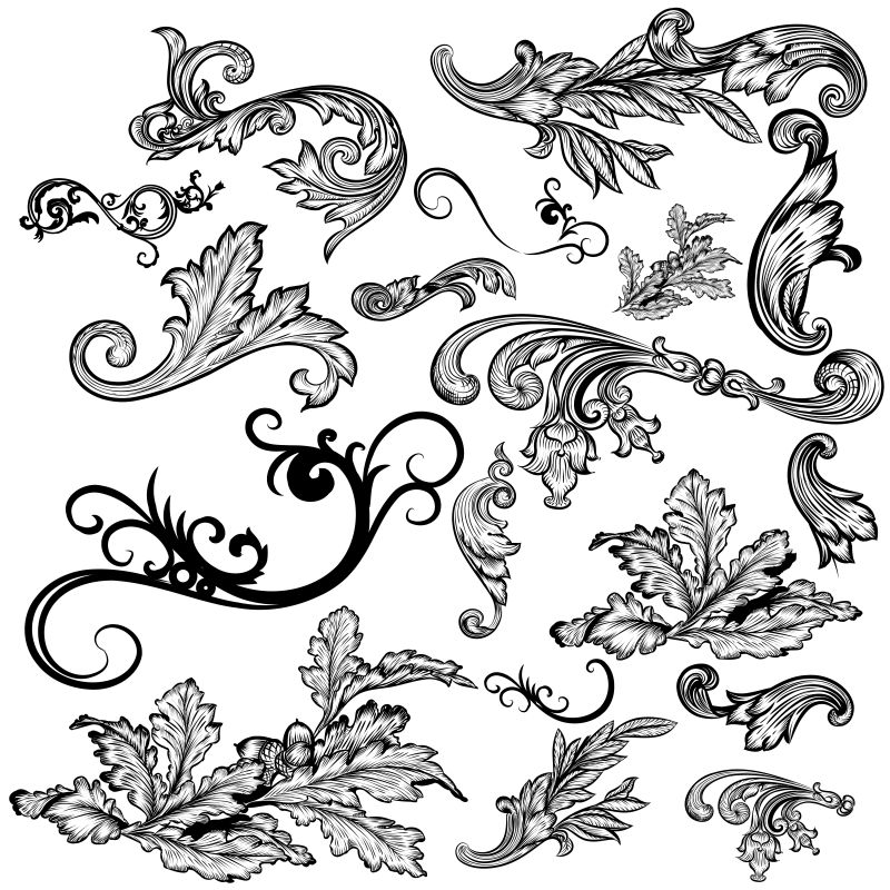 古典风格花卉装饰矢量设计