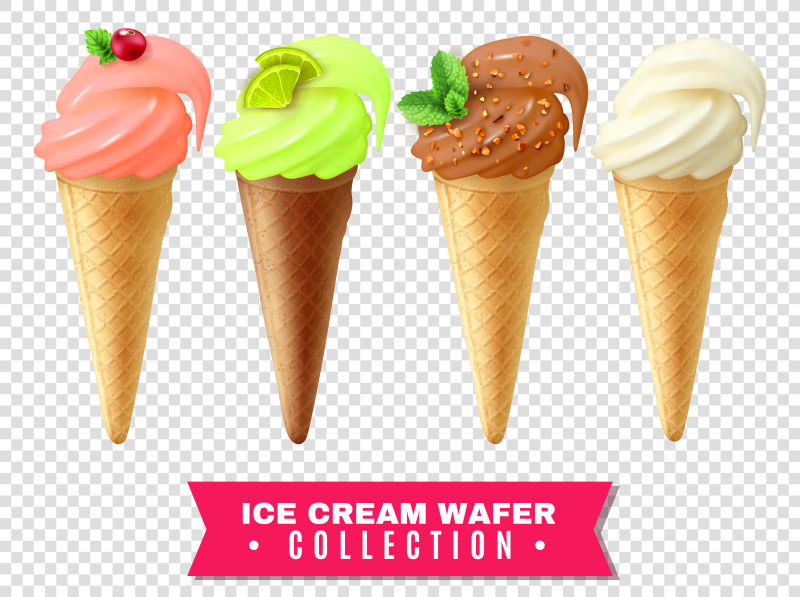 四种口味的冰淇淋矢量