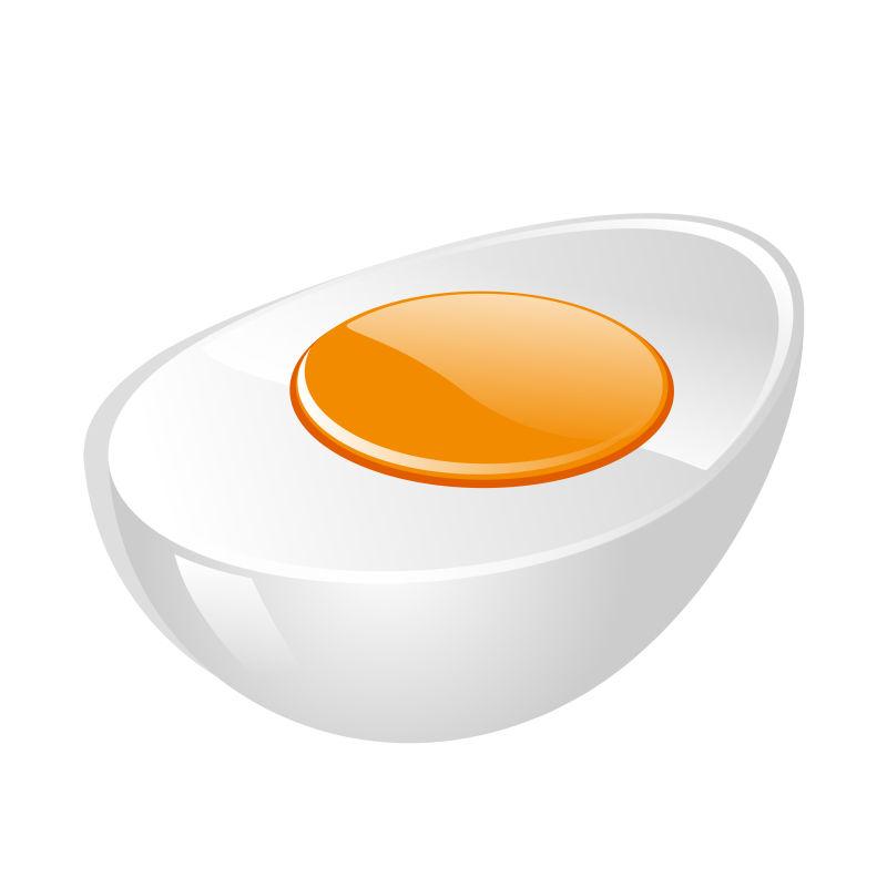 白底蛋黄煮鸡蛋矢量插图