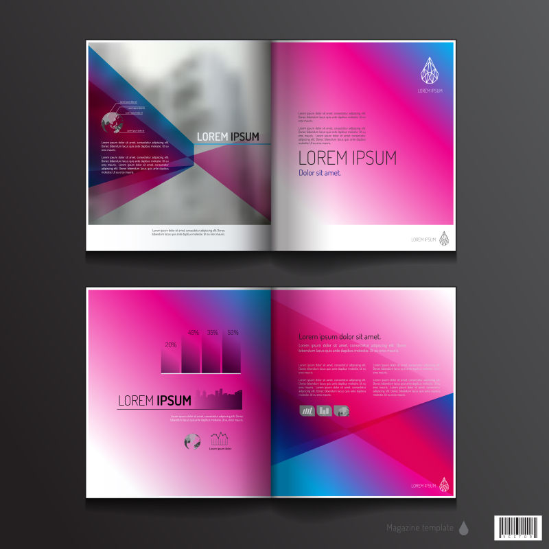 抽象矢量彩色渐变的杂志页面设计