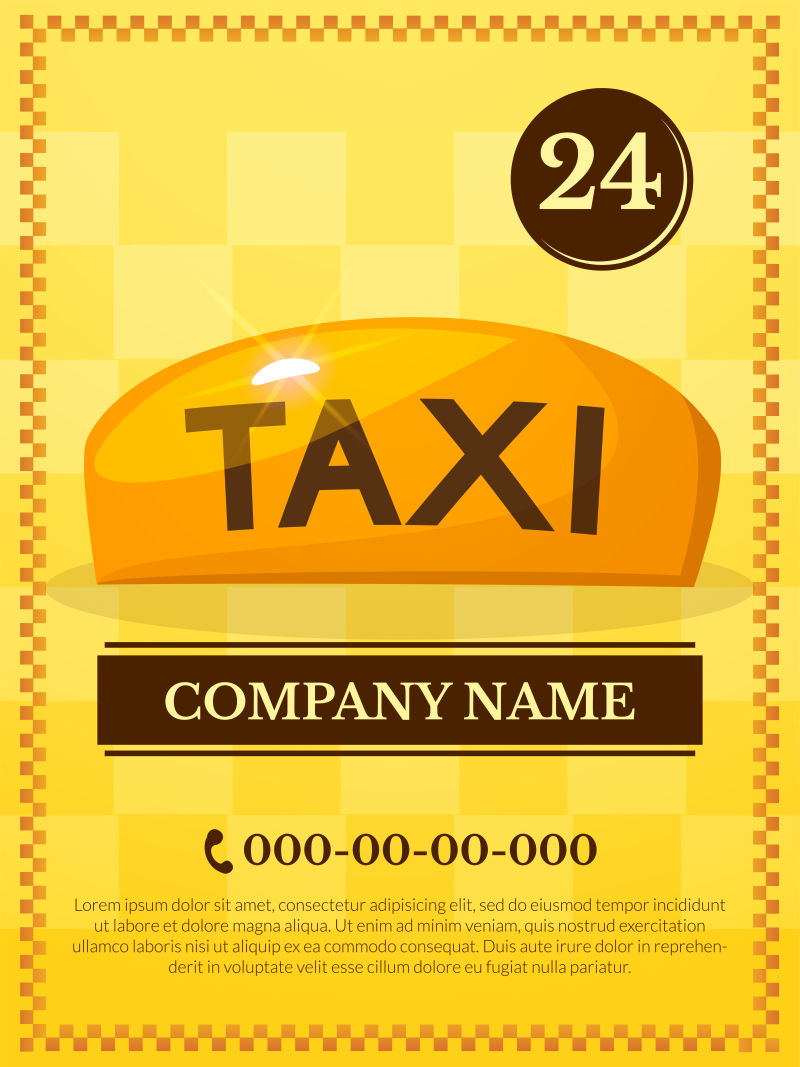创意矢量卡通出租车元素的平面海报设计