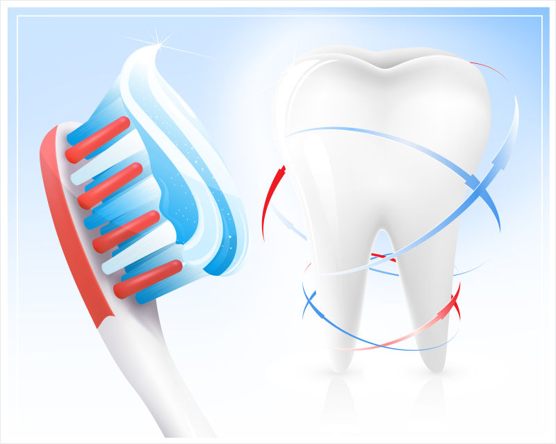创意矢量牙齿保健概念的插图