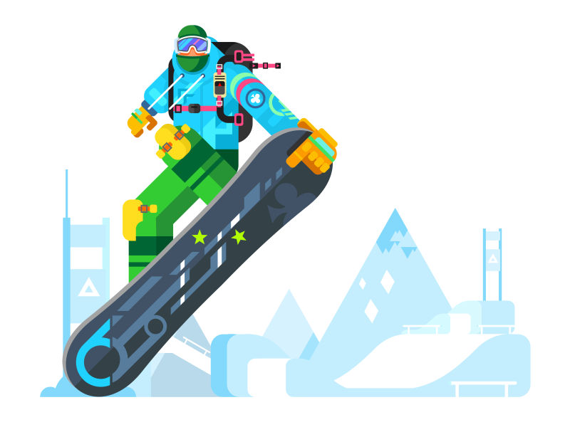矢量设计滑雪运动者卡通形象