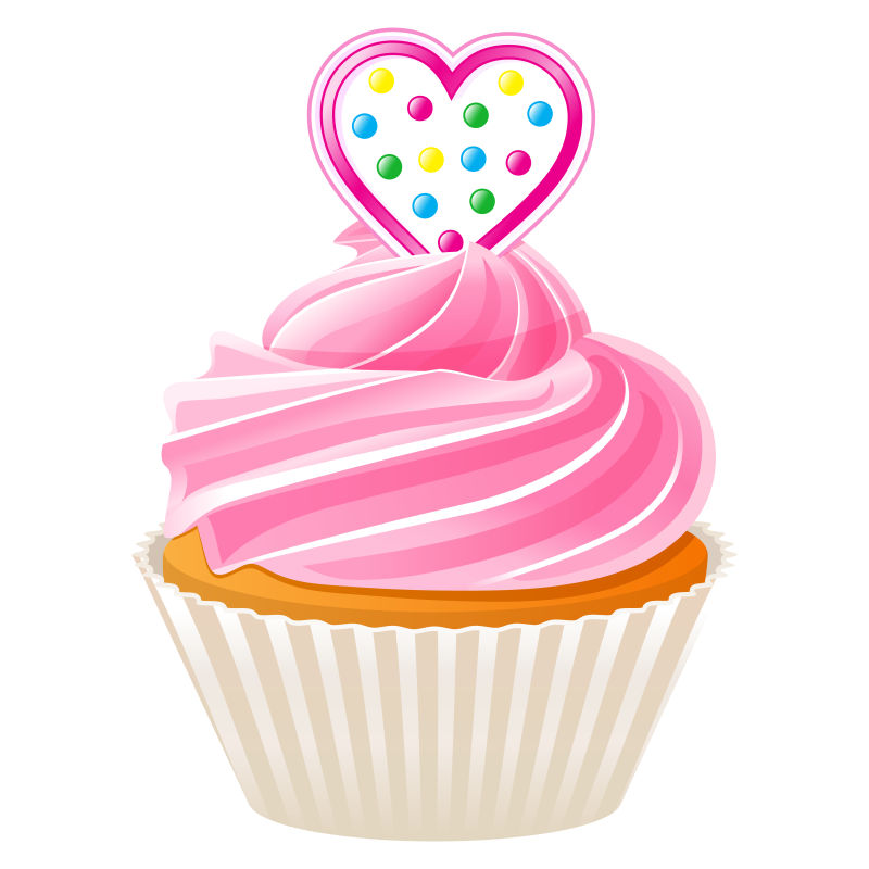 矢量粉色卡通生日蛋糕插图
