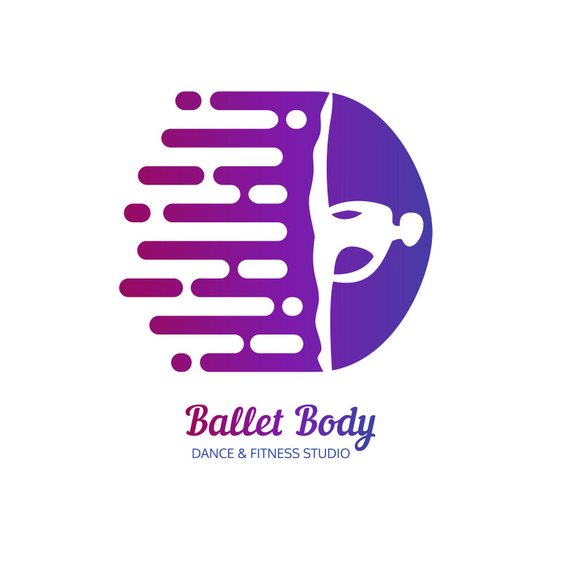 健身中心横幅背景符号抽象芭蕾舞姿矢量插图