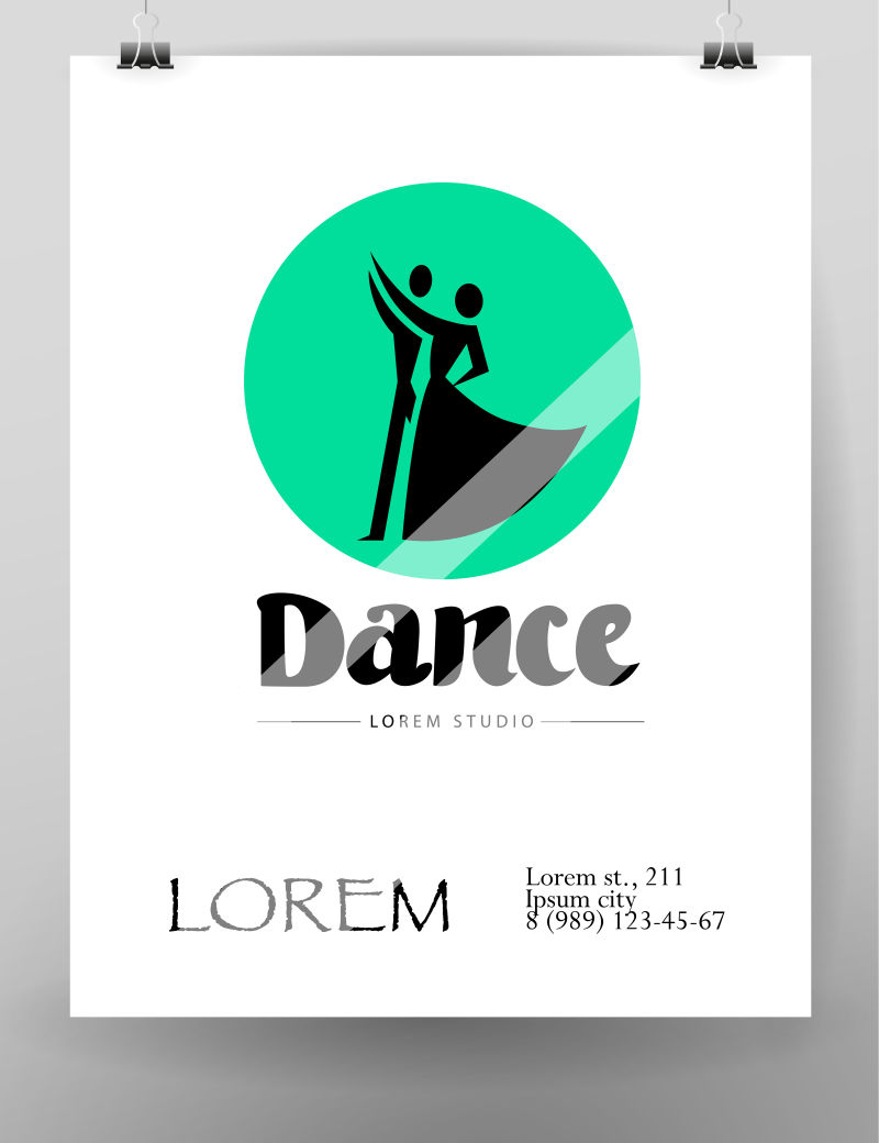 舞蹈工作室标志海报矢量插图