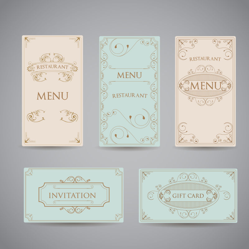 创意矢量古典风格的餐单卡片设计