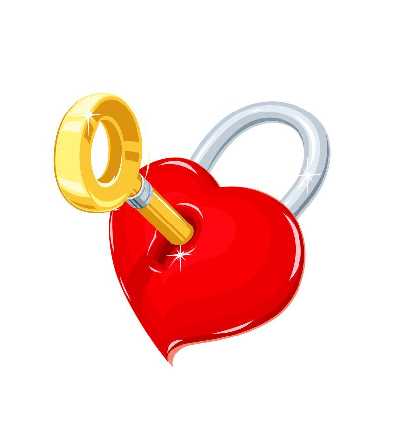 象征情人节的心与钥匙矢量图解