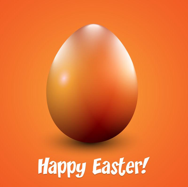 一个橙色闪闪发光的复活节彩蛋矢量插图