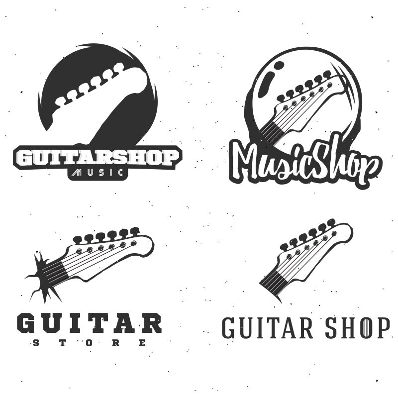 抽象矢量吉他店标志设计