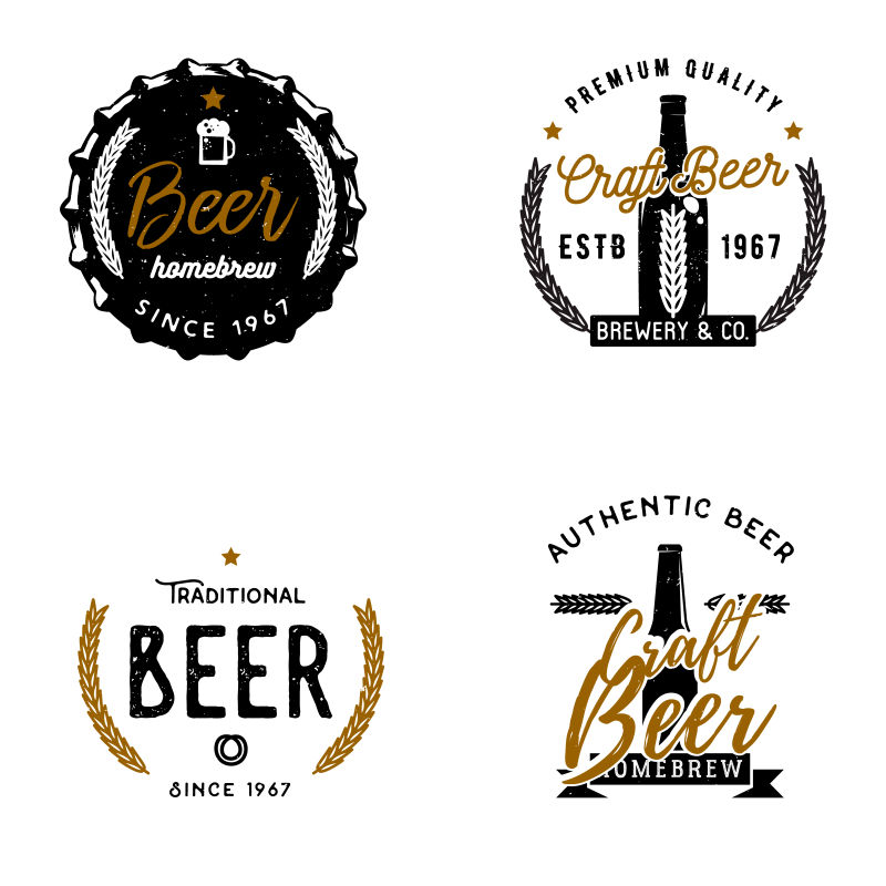 创意矢量啤酒主题标签设计