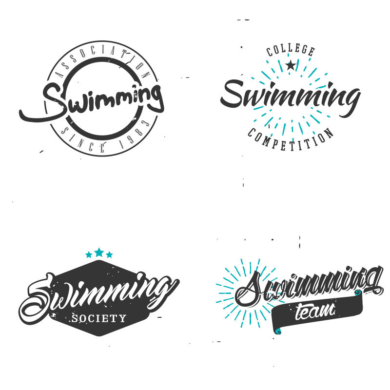 抽象矢量现代游泳主题标志设计