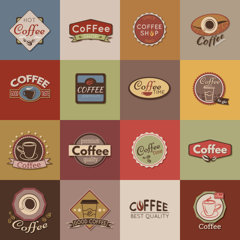 咖啡徽章和标志设计矢量