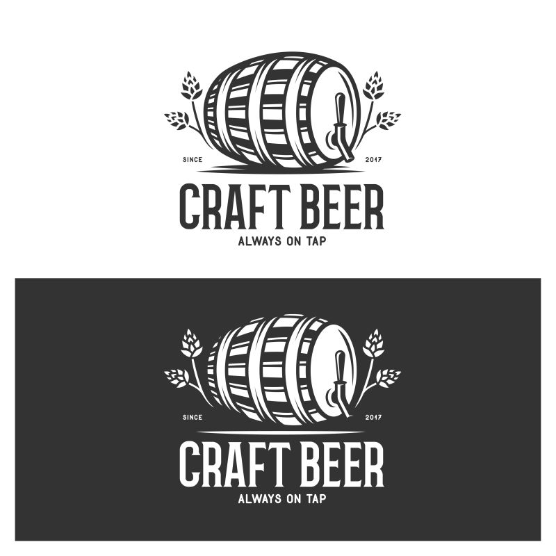 矢量工艺啤酒总是在自来水单色徽标