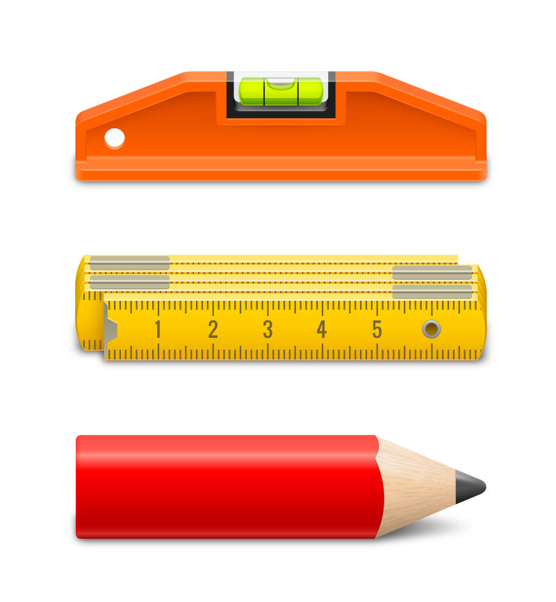 矢量铅笔和尺子工具
