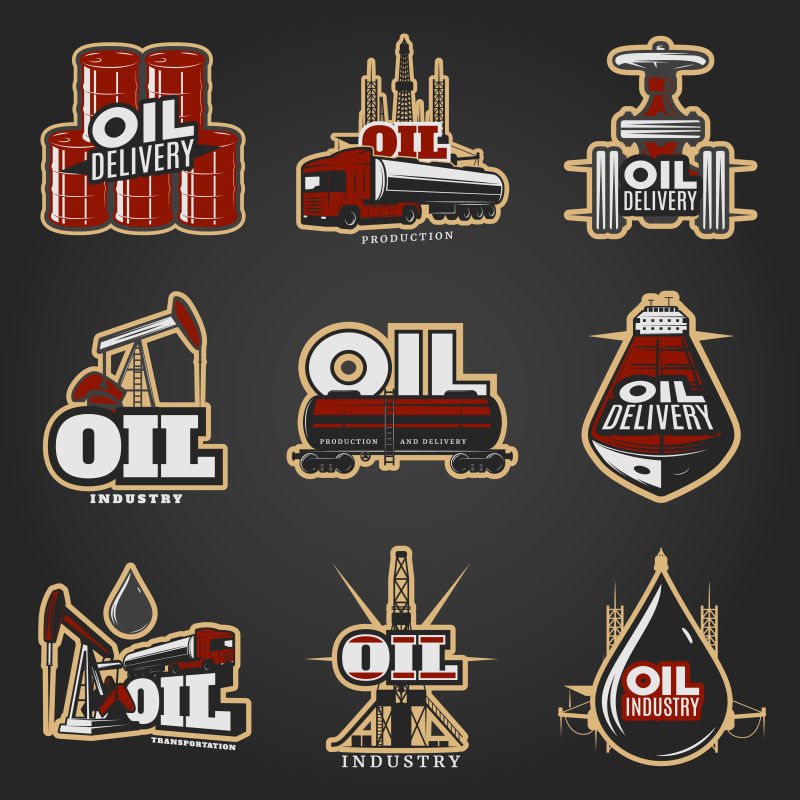 矢量抽象石油工业的徽章设计