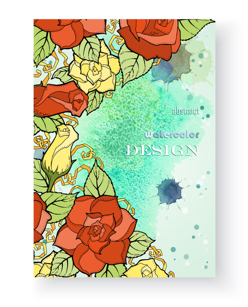手绘花卉图案卡片矢量设计