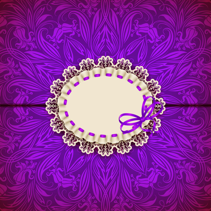 抽象矢量紫色花纹装饰的卡片设计