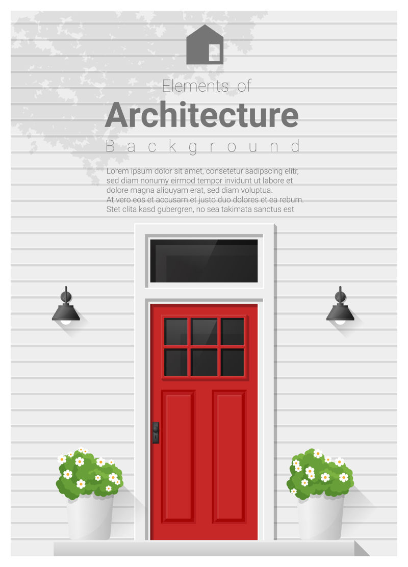 创意矢量现代英国风格的建筑前门设计