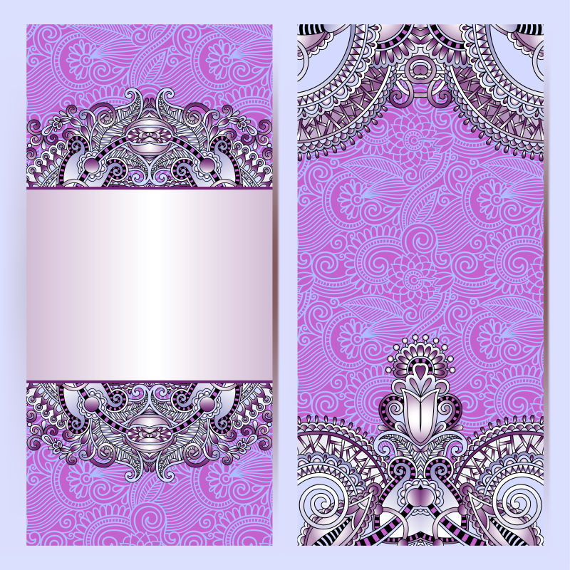 紫色花纹卡片矢量设计