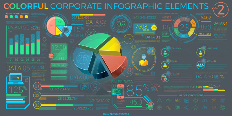 丰富多彩矢量商业数据信息图表