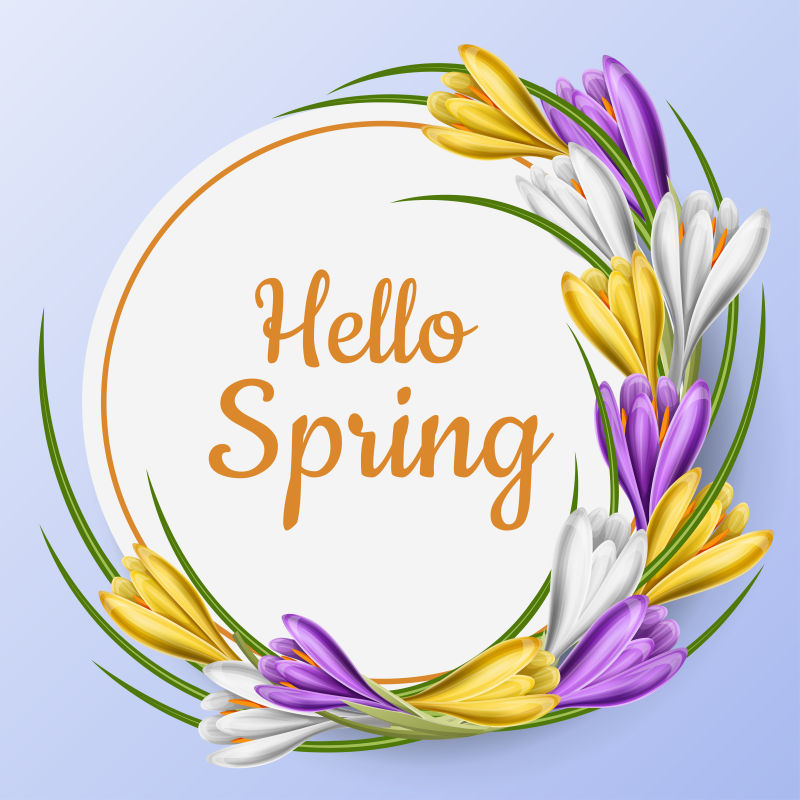 抽象矢量鲜花装饰的春季主题卡片
