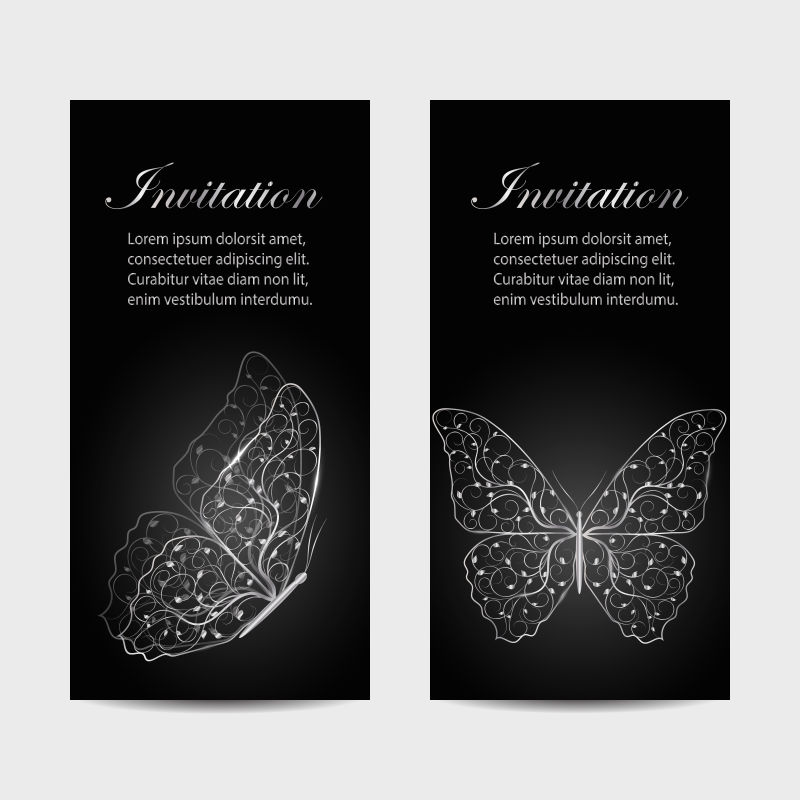 矢量美丽蝴蝶元素的装饰卡片设计