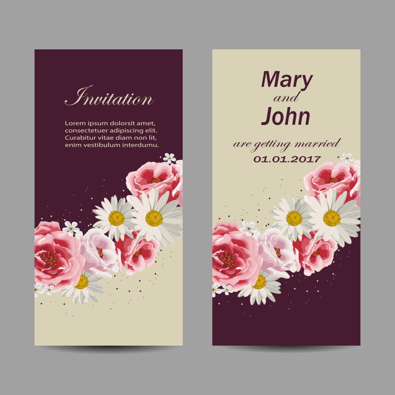 创意矢量精美花卉装饰的卡片设计
