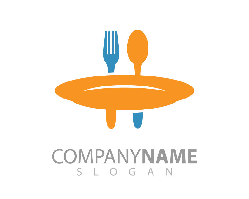 创意矢量餐厅元素的标志设计