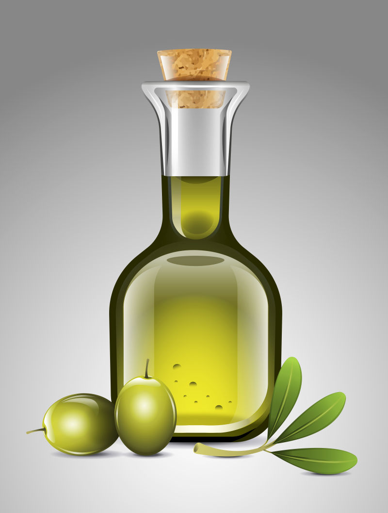 绿色橄榄油矢量插图
