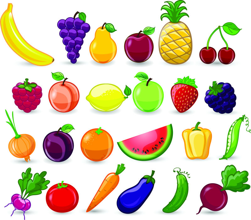 创意矢量有光泽的水果设计元素