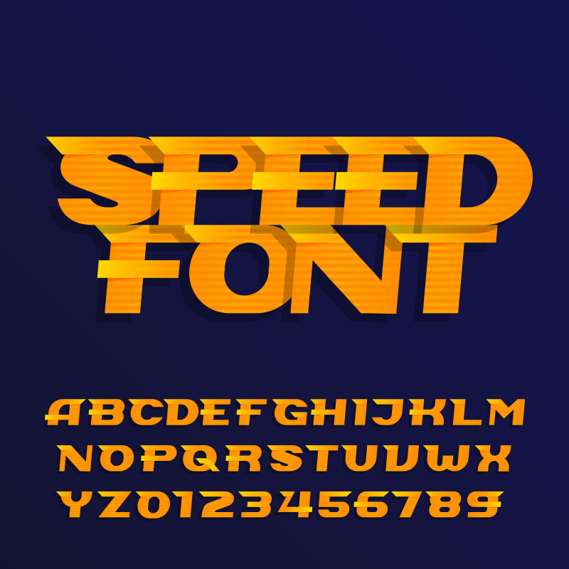 创意矢量现代橙色速度线性字母字体设计