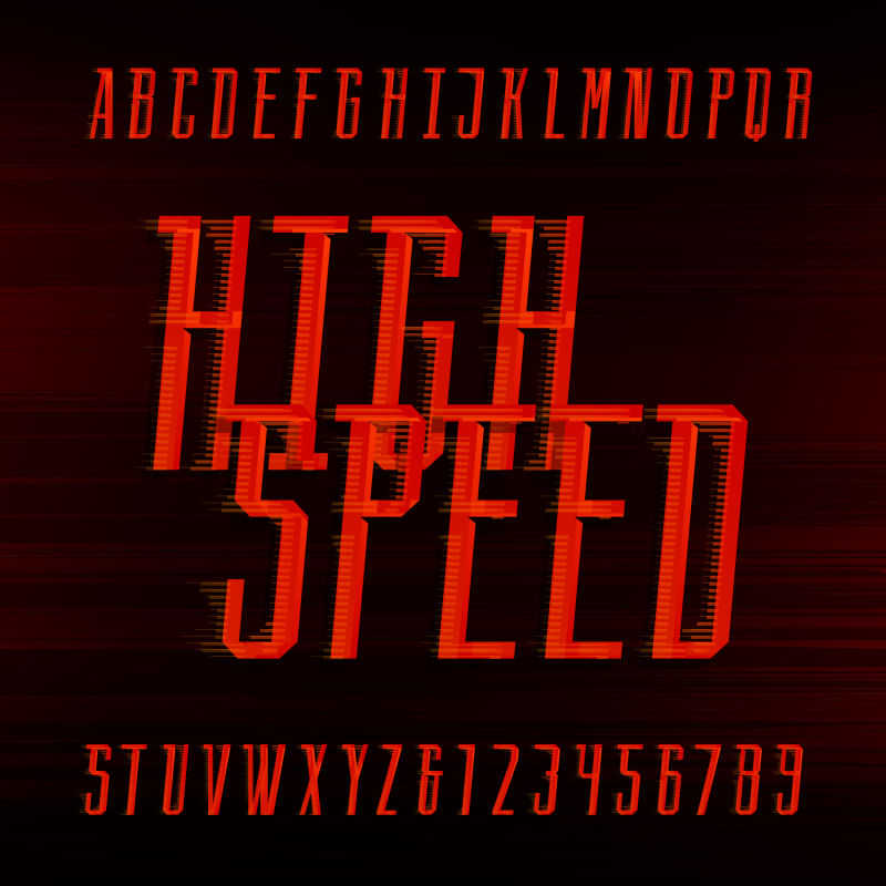 矢量红色速度线性字体设计