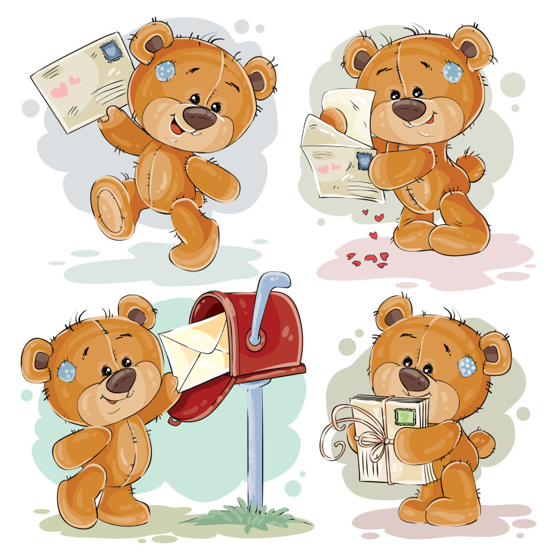 矢量寄信件的泰迪熊