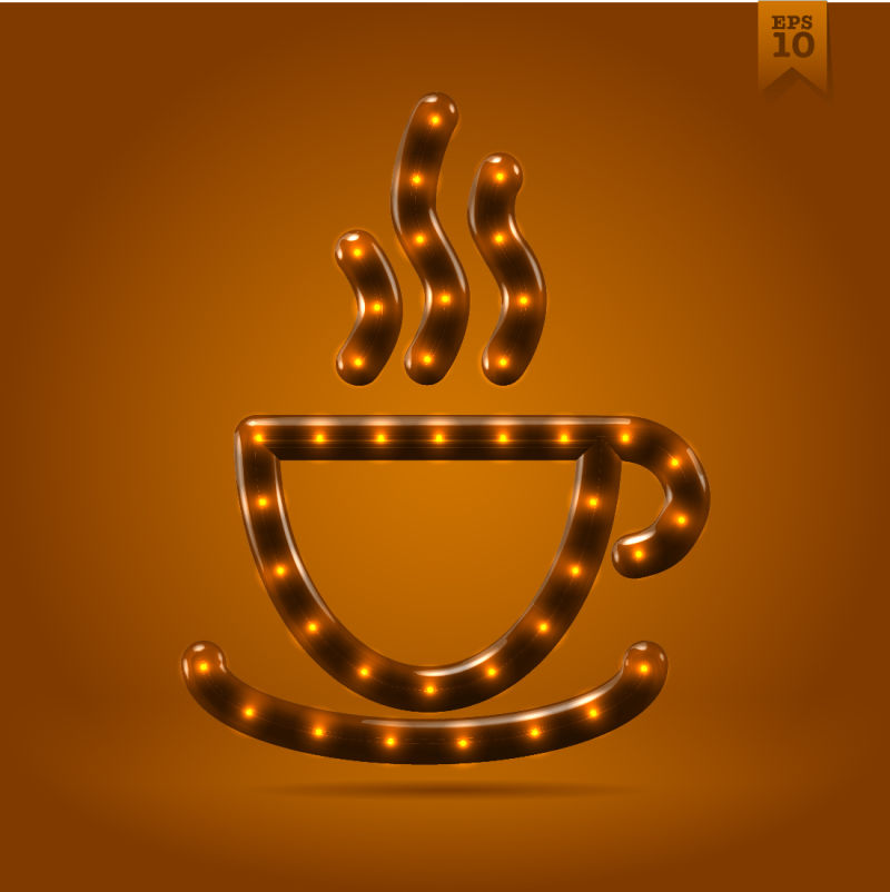 LED灯组成的咖啡标志矢量设计