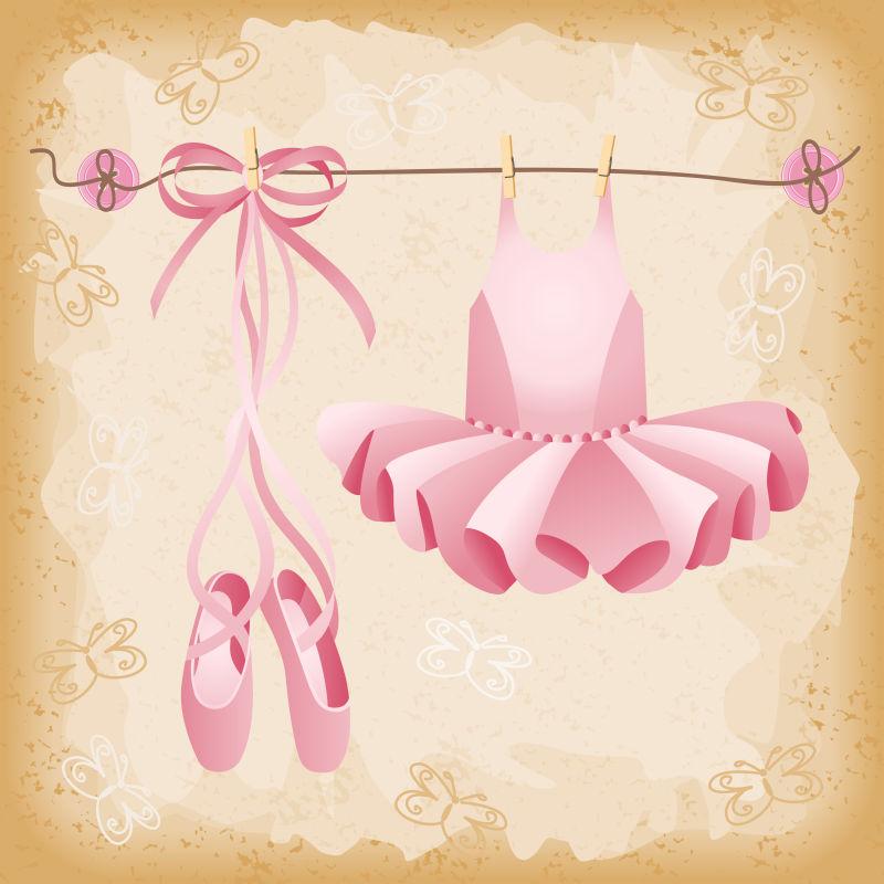 粉红芭蕾拖鞋和矢量图库背景