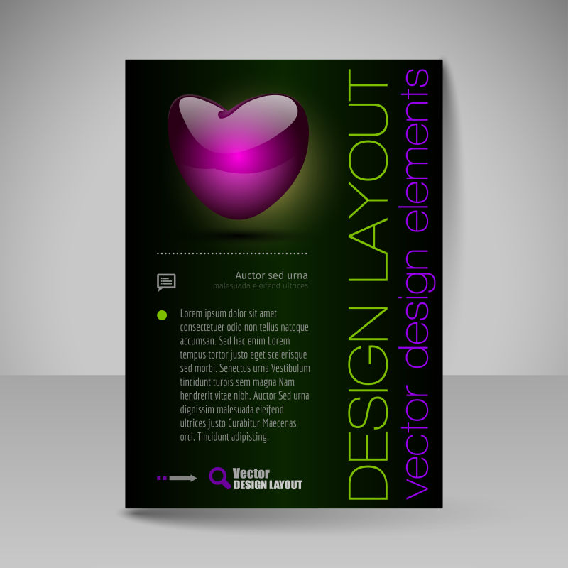 紫色心形图案宣传册封面矢量设计