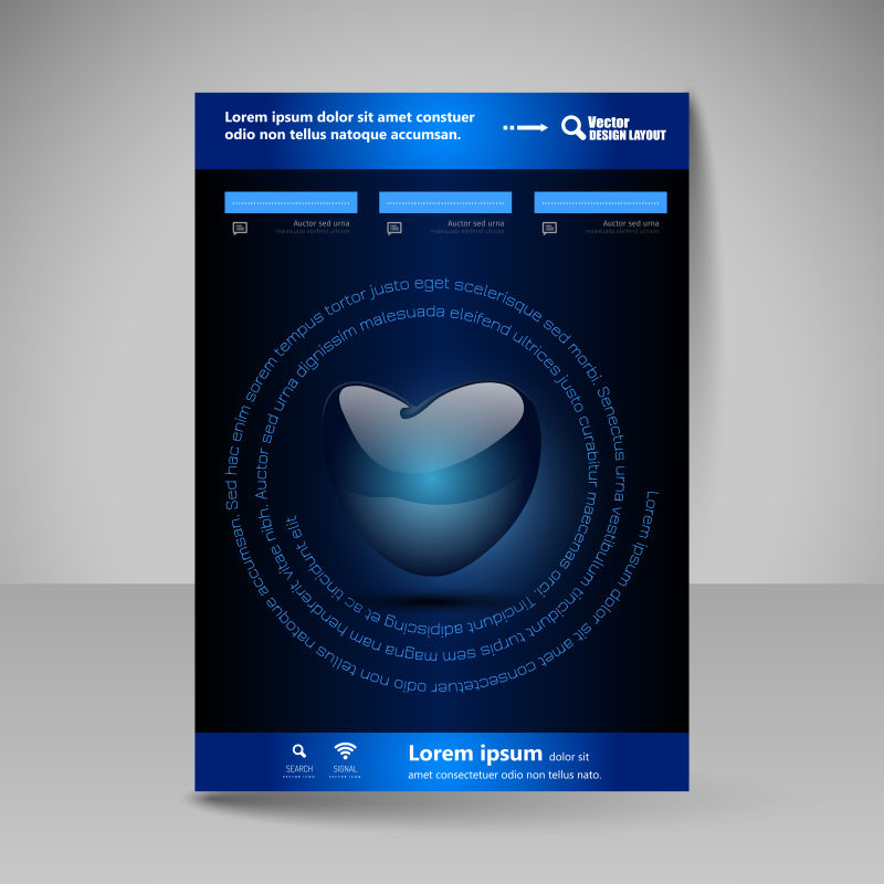 矢量的蓝色心形图案宣传册封面