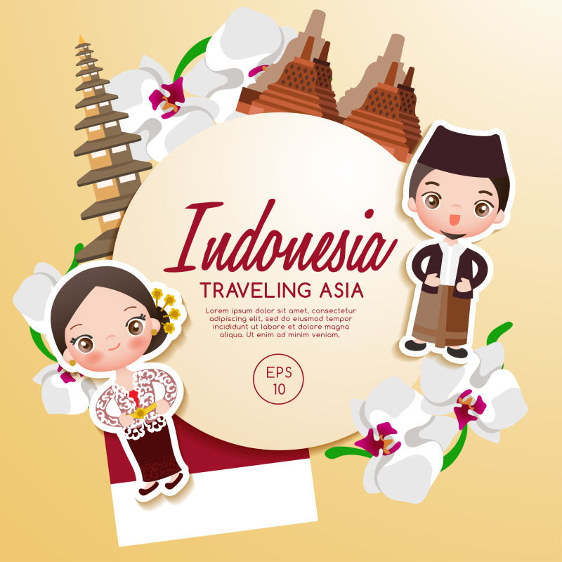 矢量的印度尼西亚旅行概念