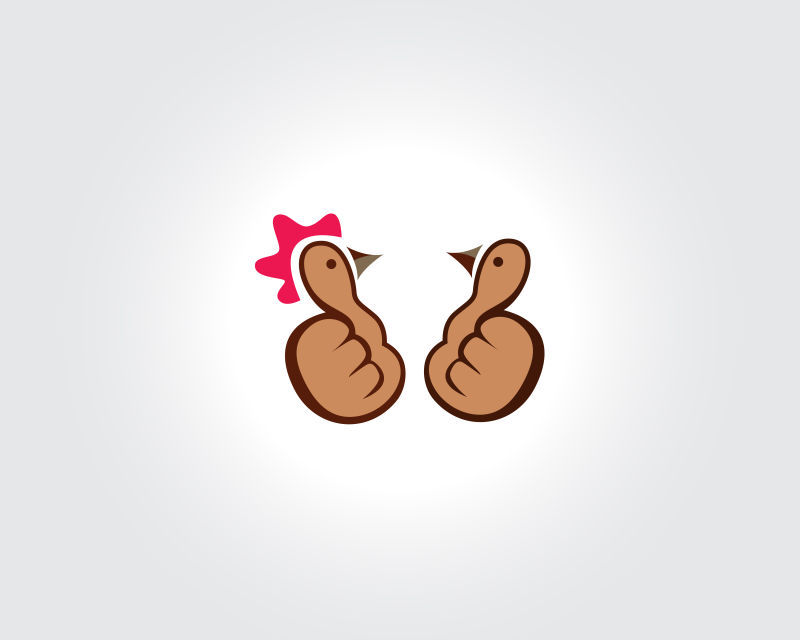 矢量两只抽象公鸡的标志设计