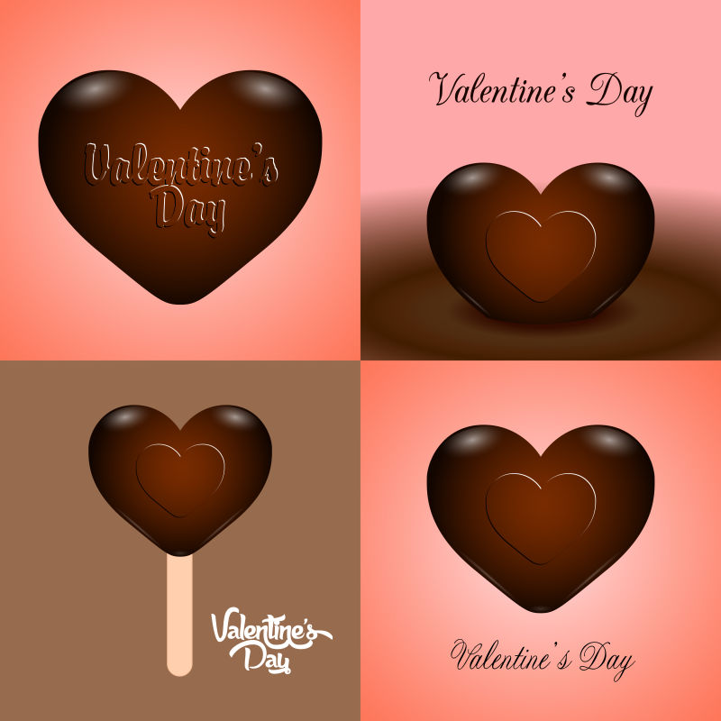 矢量情人节一套不同的巧克力心形